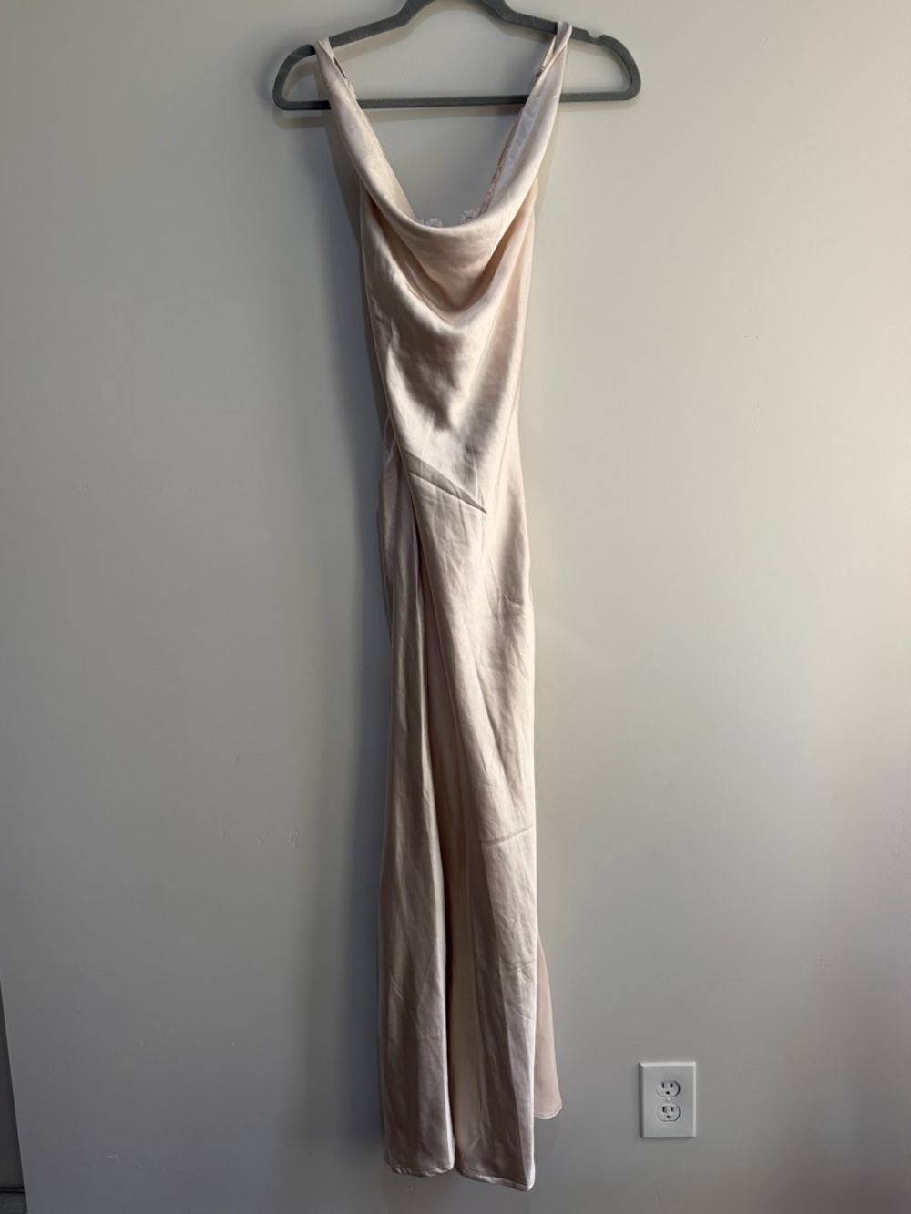 Backless Satin Slip Dress in Light Blush